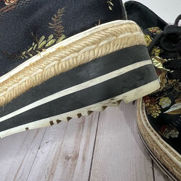 Prada Brocade Black Floral Espadrille Sneakers - Picture 7 of 11